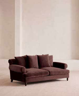 Audrey Two Seater Sofa - Velvet - Aubergine - UK - Hover Image