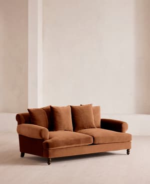Audrey Two Seater Sofa - Velvet - Cinnamon - UK - Hover Image