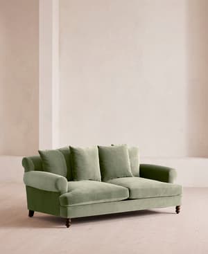 Audrey Two Seater Sofa - Velvet - Seafoam - UK - Hover Image