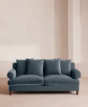 Audrey Two Seater Sofa - Velvet - Grey Blue - Hover Image
