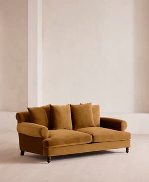 Audrey Two Seater Sofa - Velvet - Mustard - Hover Image