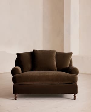 Audrey Loveseat - Sofa - Velvet - Chocolate - Hover Image