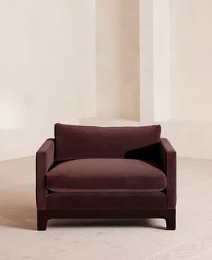 Ashford Loveseat Sofa - Velvet - Aubergine - UK - Hover Image