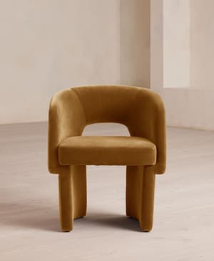 Morrell Dining Chair - Velvet - Mustard - Hover Image