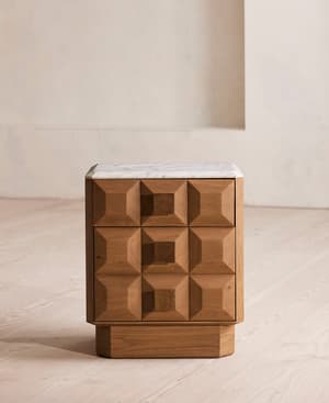 Marius Bedside Table - Small - Arabescato Corchia Marble - Hover Image
