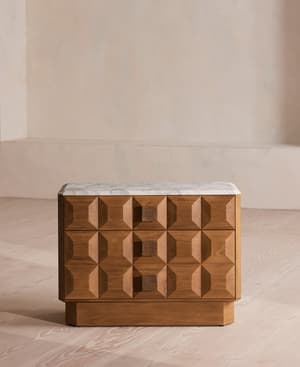 Marius Bedside Table - Large - Arabescato Corchia Marble - Hover Image