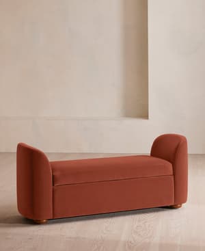 Athena Bench - Velvet - Rust - Listing Image