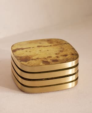 Bodiam Resin & Brass Coasters - Set of Four - Listing Image