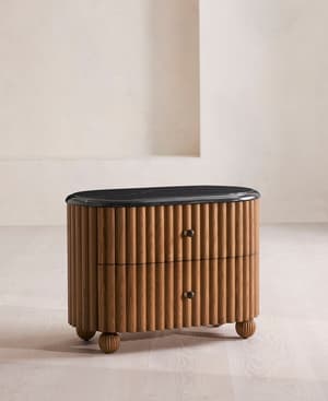 Carlisle Bedside Table - Black Marquina Marble - Large - Hover Image