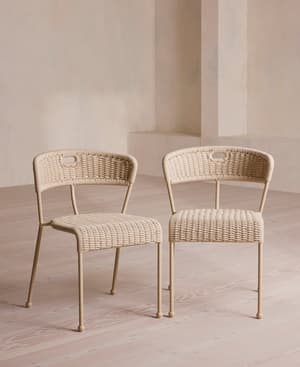 Pair of Lisson Outdoor Dining Chairs - Natural - Hover Image