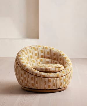 Abel Armchair - Dotted Stripe Weave - Ochre - US - Listing Image