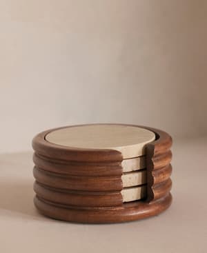 Baylis Travertine Coasters - Set of Four with Holder - Listing Image