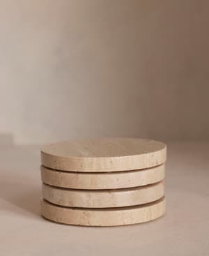 Baylis Travertine Coasters - Set of Four with Holder - Hover Image