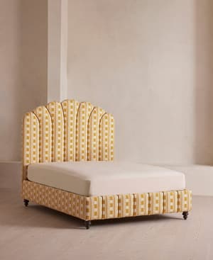 Manette Bed - Double - Woven Dotted Stripe - Ochre - Hover Image