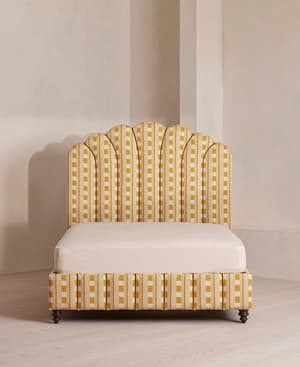 Manette Bed - King - Woven Dotted Stripe - Ochre - Hover Image