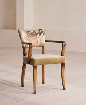 Molina Dining Armchair - Ikat Linen and Velvet - Lichen - Listing Image