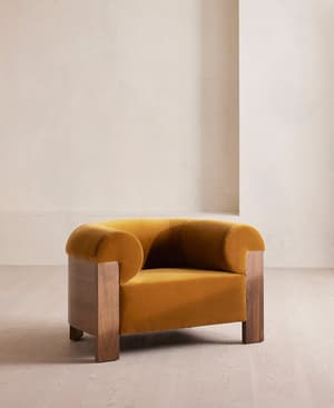 Eldon Armchair - Walnut - Velvet - Mustard - US - Listing Image