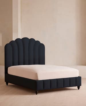 Manette Bed - Double - Linen - Indigo - Hover Image