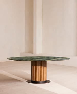 Murcell Oval Dining Table - Brazilian Green Marble - Hover Image