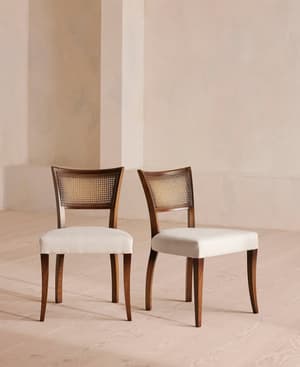 Pair of Molina Dining Chairs - Cane Back - Linen - Natural - Listing Image