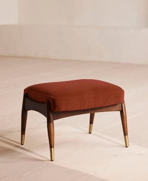 Theodore Footstool - Velvet - Rust - US - Listing Image