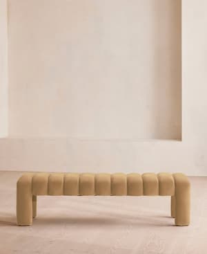 Willis Bench - Velvet - Camel - Hover Image