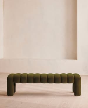Willis Bench - Velvet - Olive - Hover Image