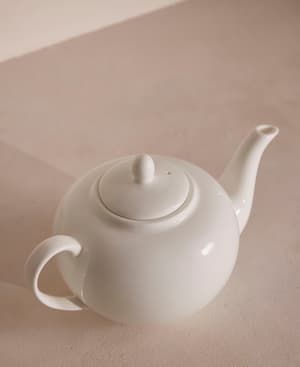 House Teapot Small - Bone China - White - Hover Image