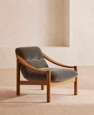 Karine Armchair - Midtone Oak - Taupe Velvet - US - Listing Image