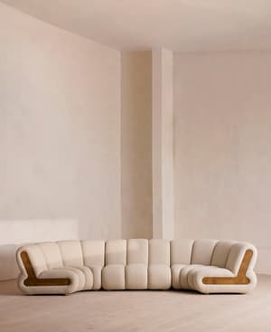 Noelle Sectional Curved Sofa - Six Seater - Boucle - Natural - US - Listing Image