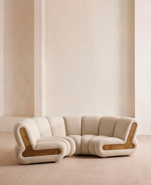 Noelle Modular Curved Sofa - Four Seater - Boucle Natural - Hover Image
