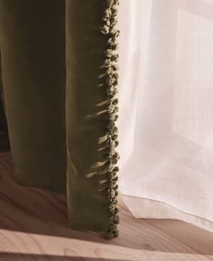 Margeaux Velvet Curtains - Pair - Lichen - Hover Image