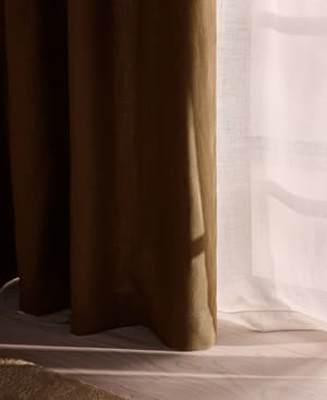 Vinnie Linen Curtains - Ochre - Width 193cm Length 228cm - Hover Image
