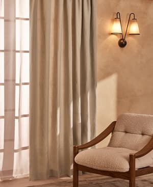Vinnie Linen Curtains - Bisque - Width 263cm Length 274cm - Listing Image