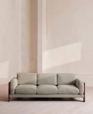 Marcia Three Seater Sofa - Textured Wool Boucle - Pistachio - Hover Image