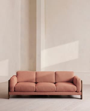 Marcia Three Seater Sofa - Textured Wool Boucle - Coral - Hover Image