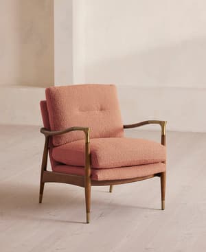 Theodore Armchair - Textured Wool Boucle - Coral - US - Listing Image