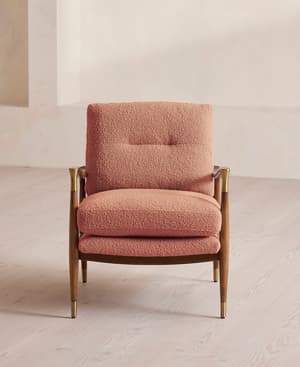Theodore Armchair - Textured Wool Boucle - Coral - US - Hover Image