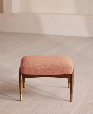 Theodore Footstool - Textured Wool Boucle - Coral - Hover Image