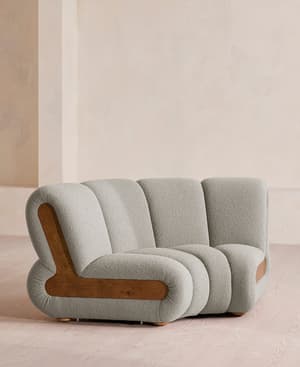 Noelle Modular Curved Armchair - Textured Wool Boucle - Pistachio -  - UK - Hover Image