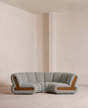 Noelle Sectional Curved Sofa - Four Seater - Textured Wool Boucle - Pistachio - US - Listing Image