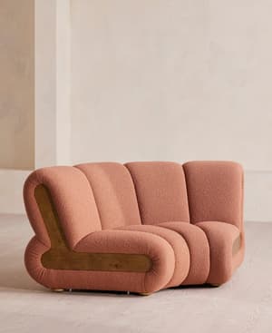 Noelle Sectional Curved Armchair - Textured Wool Boucle - Coral - US - Hover Image