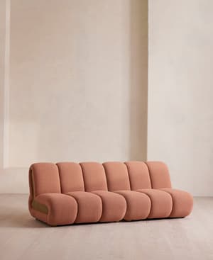 Noelle Sectional Sofa - Four Seater - Textured Wool Boucle - Coral - US - Listing Image