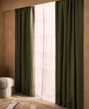 Vinnie Linen Curtains - Sage - Width 193cm Length 274cm - Listing Image