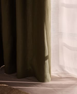 Vinnie Linen Curtains - Sage - Width 193cm Length 274cm - Hover Image