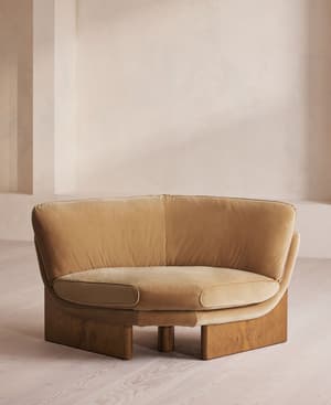 Tellis Corner Chair - Velvet - Camel - US - Listing Image