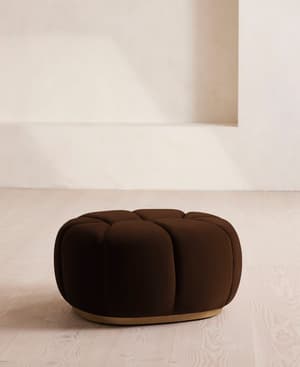 Garret Footstool - Velvet - Chocolate - Hover Image