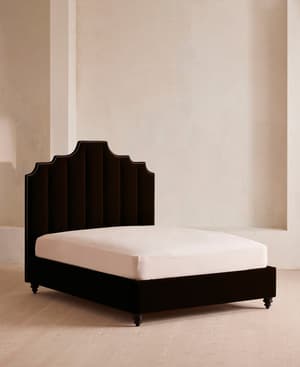 Gerrard Bed - Double - Velvet - Chocolate - Listing Image