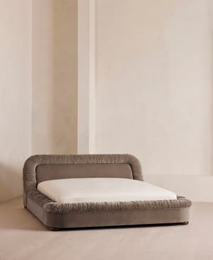 Vara Bed - Queen - Velvet - Taupe - US - Listing Image