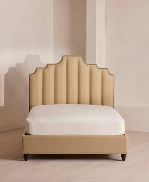 Gerrard Bed - Double - Linen - Wheat - Hover Image